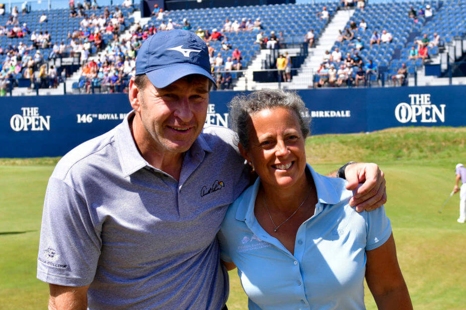 Sir Nick Faldo and caddy Fanny Sunesson